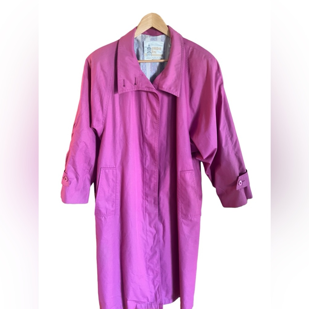 Vtg London Fog Trench Coat Made In The USA Womens Pink lined Long Coat Size 12 - Picture 14 of 14